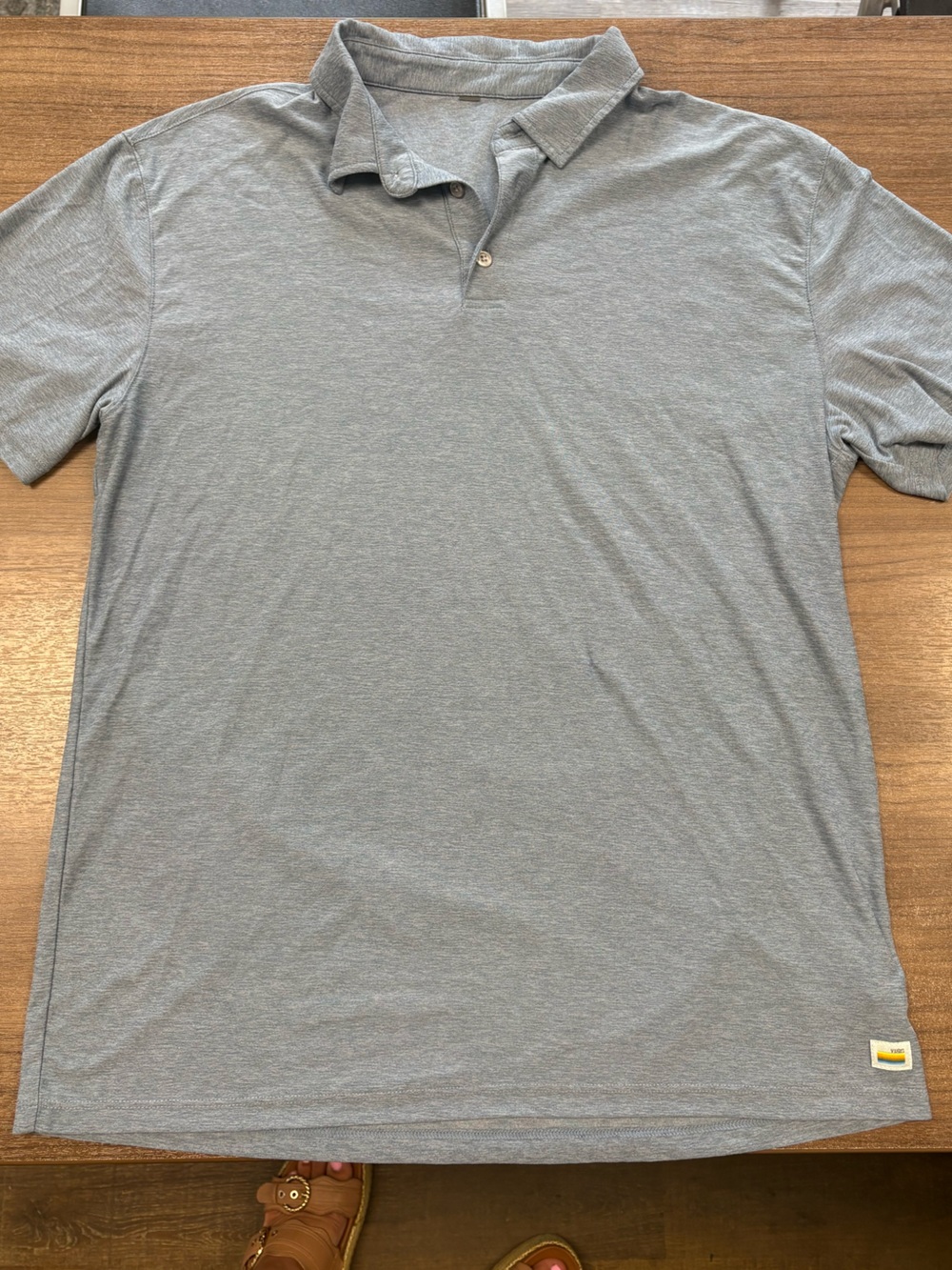 VUORI Men's Strato Tech Polo Short Sleeve Shirt Blue Heather Large EUC